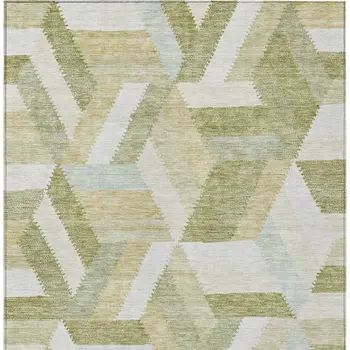 8' X 10' Artichoke Green Geometric Washable Indoor Outdoor Area Rug
