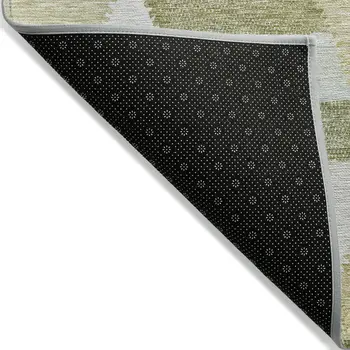8' X 10' Artichoke Green Geometric Washable Indoor Outdoor Area Rug