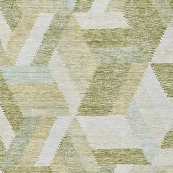 8' X 10' Artichoke Green Geometric Washable Indoor Outdoor Area Rug