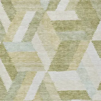 10' X 14' Artichoke Green Geometric Washable Indoor Outdoor Area Rug