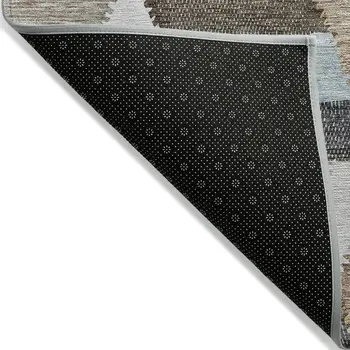 3' X 5' Brown Geometric Washable Indoor Outdoor Area Rug