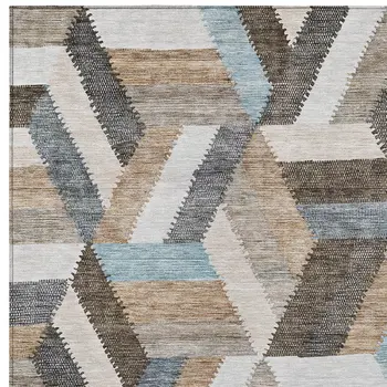 5' X 8' Brown Geometric Washable Indoor Outdoor Area Rug