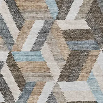 8' X 10' Brown Geometric Washable Indoor Outdoor Area Rug