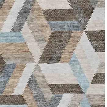 9' X 12' Brown Geometric Washable Indoor Outdoor Area Rug