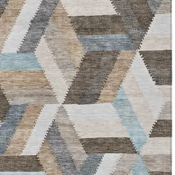 10' X 14' Brown Geometric Washable Indoor Outdoor Area Rug