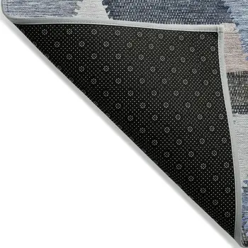 10' X 14' Blue Geometric Washable Indoor Outdoor Area Rug