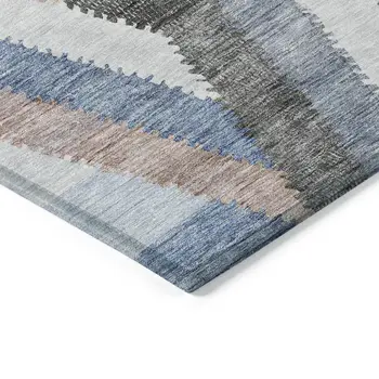 10' X 14' Blue Geometric Washable Indoor Outdoor Area Rug