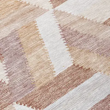 8' X 10' Copper Geometric Washable Indoor Outdoor Area Rug