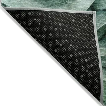 3' X 5' Teal Blue Abstract Washable Indoor Outdoor Area Rug