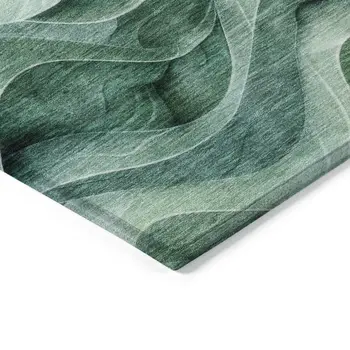 3' X 5' Teal Blue Abstract Washable Indoor Outdoor Area Rug