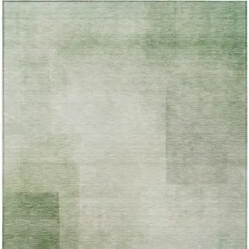 3' X 5' Artichoke Green Geometric Washable Indoor Outdoor Area Rug