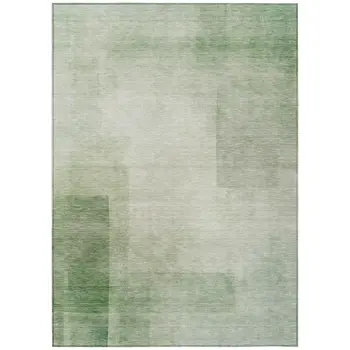 9' X 12' Artichoke Green Geometric Washable Indoor Outdoor Area Rug