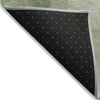 9' X 12' Artichoke Green Geometric Washable Indoor Outdoor Area Rug