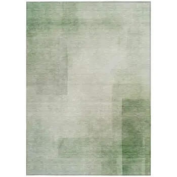 9' X 12' Artichoke Green Geometric Washable Indoor Outdoor Area Rug