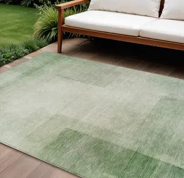 10' X 14' Artichoke Green Geometric Washable Indoor Outdoor Area Rug