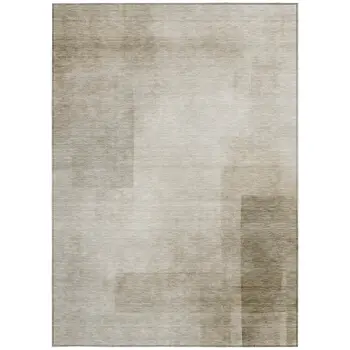 5' X 8' Khaki Geometric Washable Indoor Outdoor Area Rug