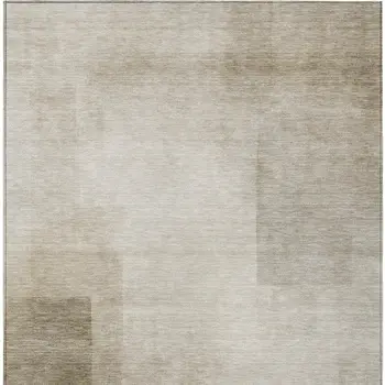 10' X 14' Khaki Geometric Washable Indoor Outdoor Area Rug