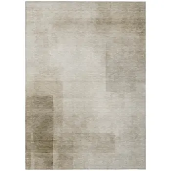 10' X 14' Khaki Geometric Washable Indoor Outdoor Area Rug