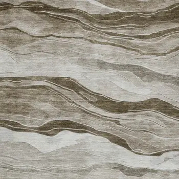 3' X 5' Brown Striped Washable Indoor Outdoor Area Rug