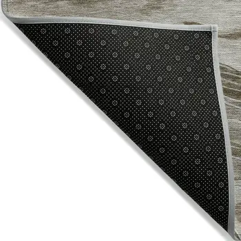 5' X 8' Brown Striped Washable Indoor Outdoor Area Rug