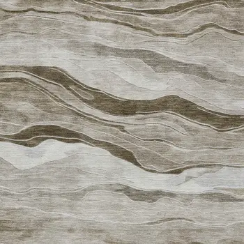 9' X 12' Brown Striped Washable Indoor Outdoor Area Rug