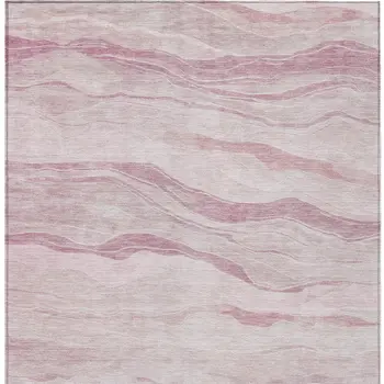 3' X 5' Pink Striped Washable Indoor Outdoor Area Rug