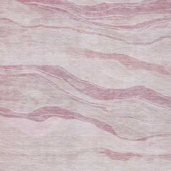 5' X 8' Pink Striped Washable Indoor Outdoor Area Rug