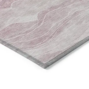 9' X 12' Pink Striped Washable Indoor Outdoor Area Rug