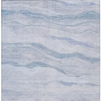 8' X 10' Sky Blue Striped Washable Indoor Outdoor Area Rug