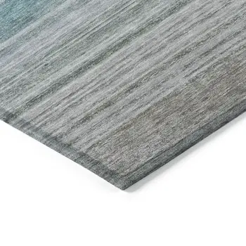 5' X 8' Sky Blue Striped Washable Indoor Outdoor Area Rug