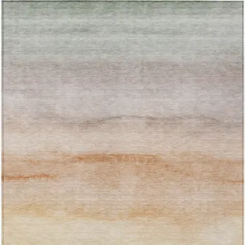 3' X 5' Coral Striped Washable Indoor Outdoor Area Rug