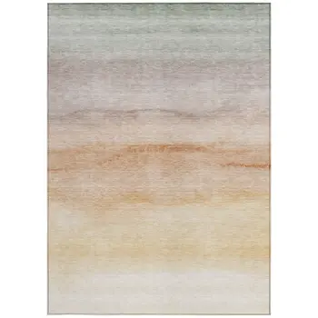 9' X 12' Coral Striped Washable Indoor Outdoor Area Rug