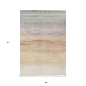9' X 12' Coral Striped Washable Indoor Outdoor Area Rug