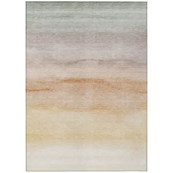 9' X 12' Coral Striped Washable Indoor Outdoor Area Rug