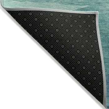 8' X 10' Turquoise Striped Washable Indoor Outdoor Area Rug