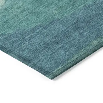8' X 10' Turquoise Striped Washable Indoor Outdoor Area Rug