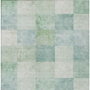 5' X 8' Blue Geometric Washable Indoor Outdoor Area Rug