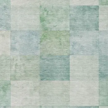 5' X 8' Blue Geometric Washable Indoor Outdoor Area Rug