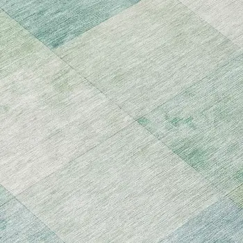 8' Blue Round Geometric Washable Indoor Outdoor Area Rug