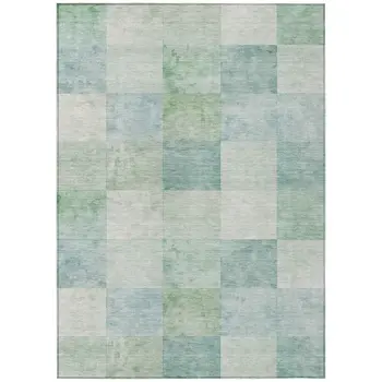 8' X 10' Blue Geometric Washable Indoor Outdoor Area Rug