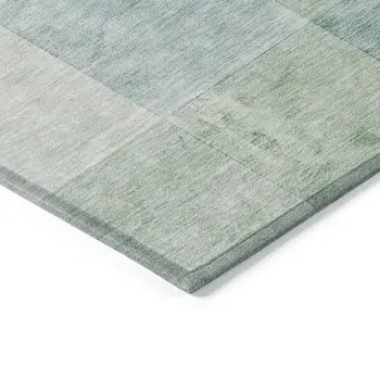 8' X 10' Blue Geometric Washable Indoor Outdoor Area Rug