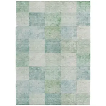 8' X 10' Blue Geometric Washable Indoor Outdoor Area Rug