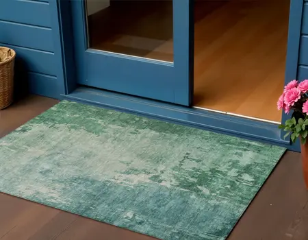 3' X 5' Emerald Abstract Washable Indoor Outdoor Area Rug