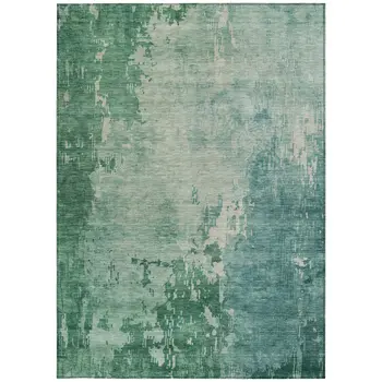 8' X 10' Emerald Abstract Washable Indoor Outdoor Area Rug