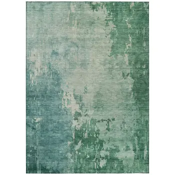 8' X 10' Emerald Abstract Washable Indoor Outdoor Area Rug