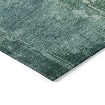 8' X 10' Emerald Abstract Washable Indoor Outdoor Area Rug