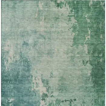 9' X 12' Emerald Abstract Washable Indoor Outdoor Area Rug
