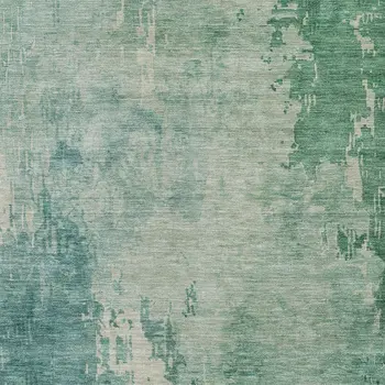 9' X 12' Emerald Abstract Washable Indoor Outdoor Area Rug