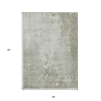 3' X 5' Linen Abstract Washable Indoor Outdoor Area Rug
