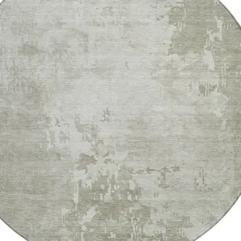 8' Linen Round Abstract Washable Indoor Outdoor Area Rug